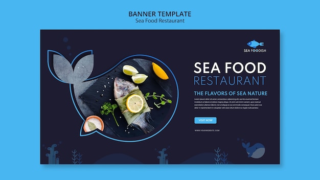 Modelo de banner de conceito de frutos do mar