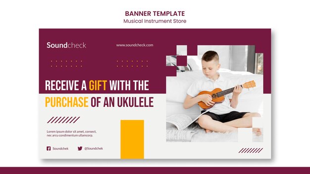 Modelo de banner de conceito de instrumento musical