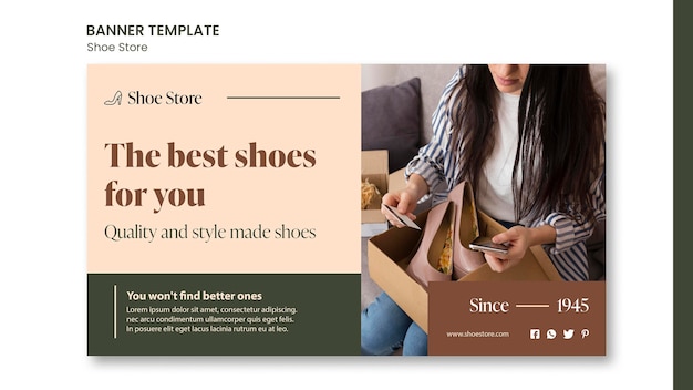 Modelo de banner de conceito de loja de calçados