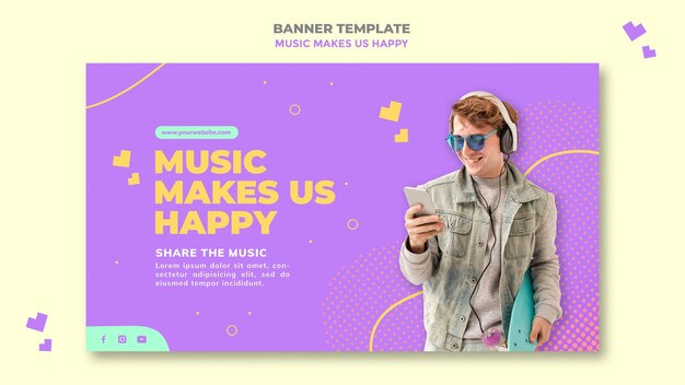 Modelo de banner de conceito de música
