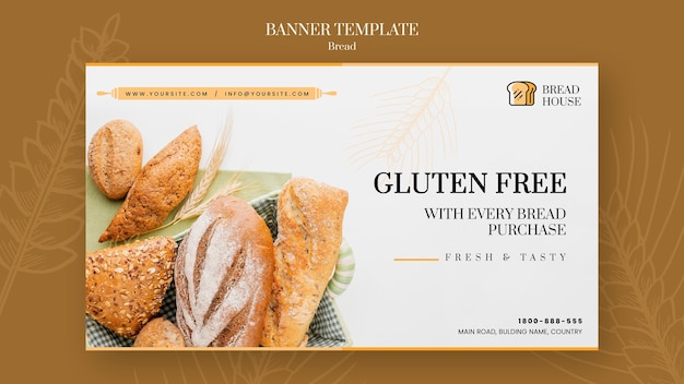 Modelo de banner de conceito de pão