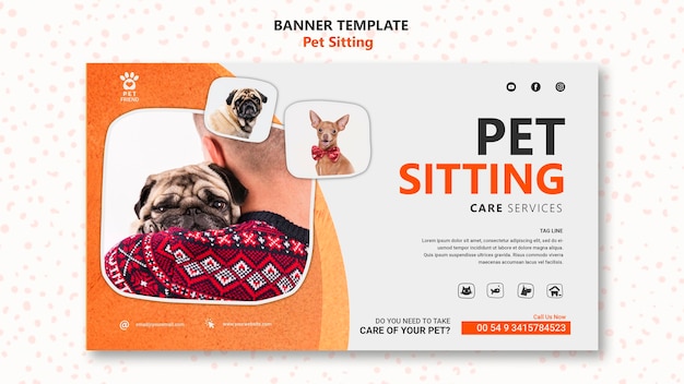 PSD grátis modelo de banner de conceito de pet sitting