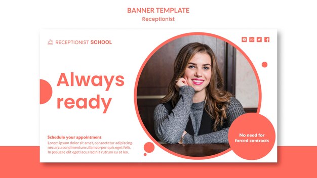 Modelo de banner de conceito de recepcionista