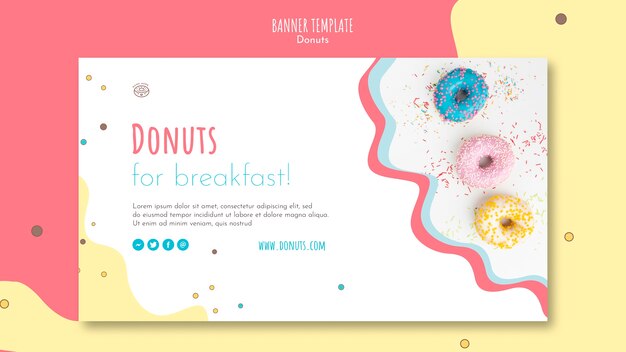 Modelo de banner de conceito de rosquinha
