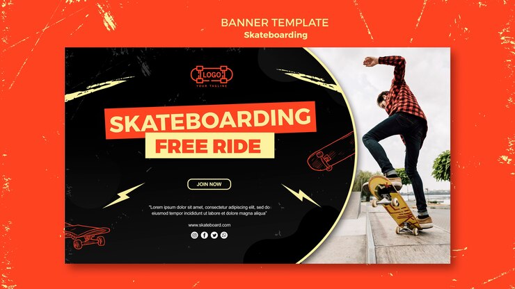 PSD grátis modelo de banner de conceito de skate