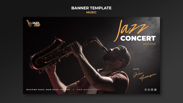 PSD grátis modelo de banner de concerto de jazz