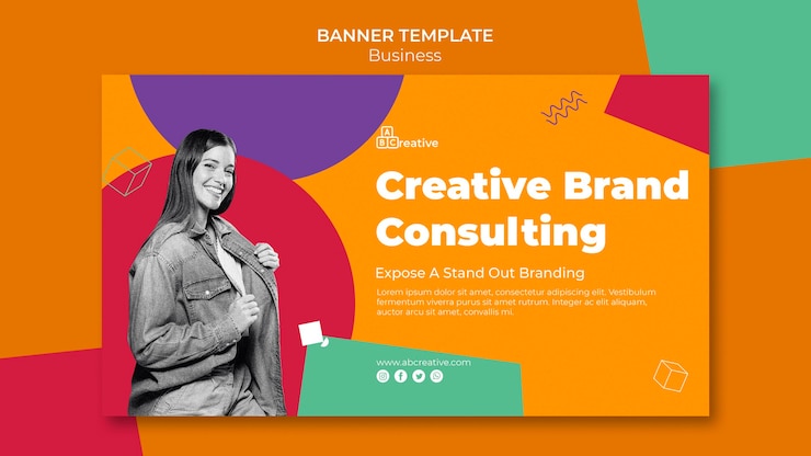 PSD grátis modelo de banner de consultoria de marca