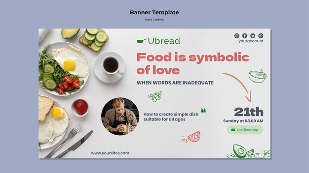 Modelo de banner de culinária para eventos