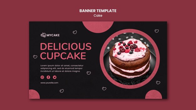 Modelo de banner de cupcake delicioso
