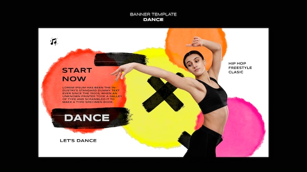 Modelo de banner de dança de design plano