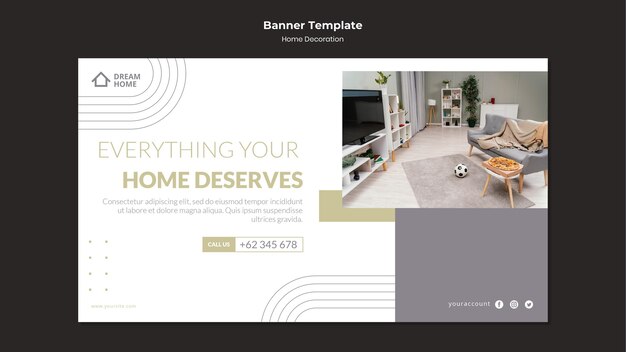 Modelo de banner de decoração para casa com foto