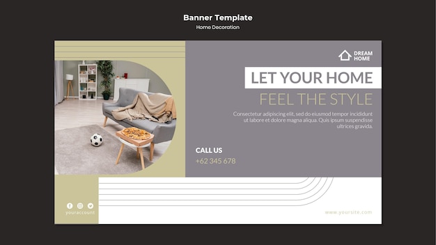 Modelo de banner de decoração para casa com foto