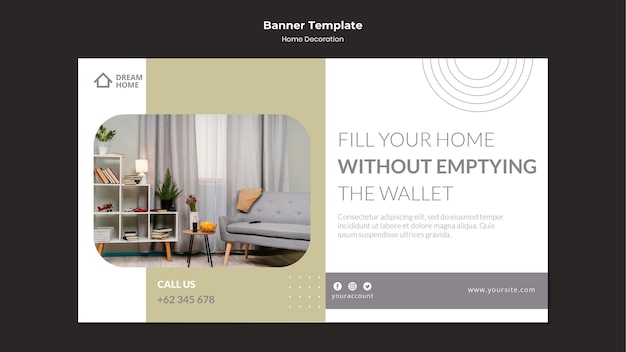 Modelo de banner de decoração para casa com foto
