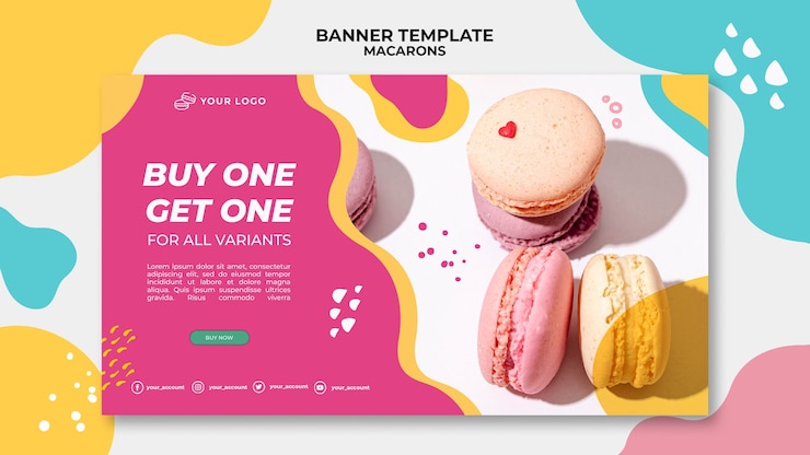 PSD grátis modelo de banner de deliciosos macarons doces