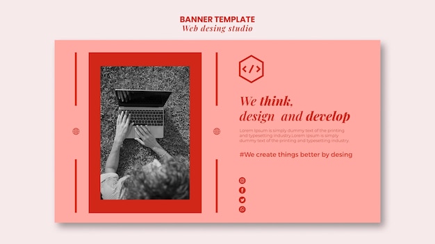 PSD grátis modelo de banner de design de estúdio web