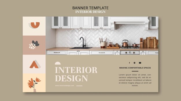 Modelo de banner de design de interiores