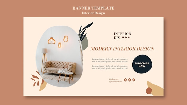 Modelo de banner de design de interiores