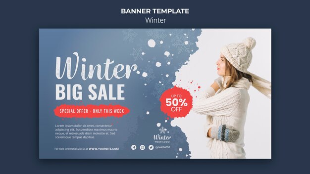 Modelo de banner de design de inverno