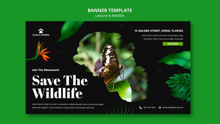 PSD grátis modelo de banner de design de lazer e vida selvagem