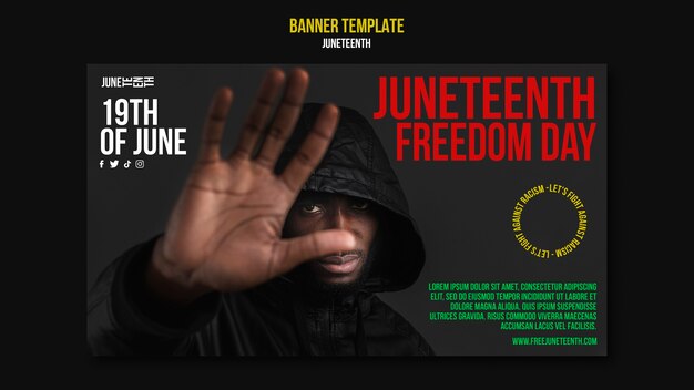 Modelo de banner de design plano de 19 de junho