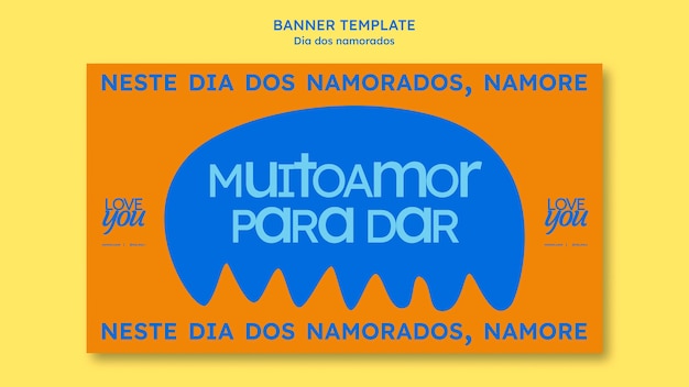 PSD grátis modelo de banner de design plano dia dos namorados