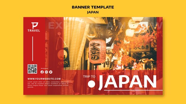 Modelo de banner de design plano japão