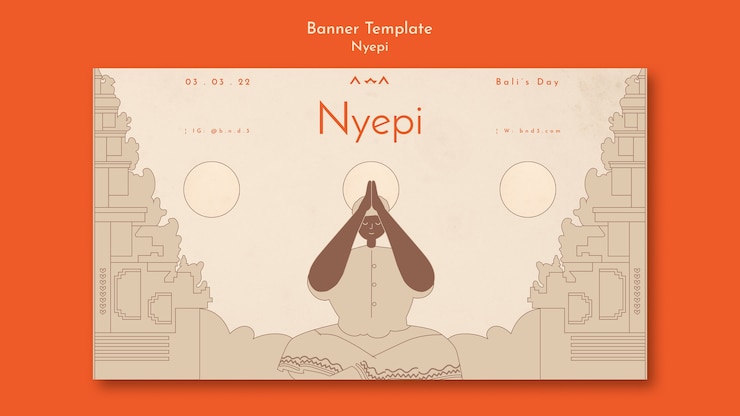 PSD grátis modelo de banner de design plano nyepi