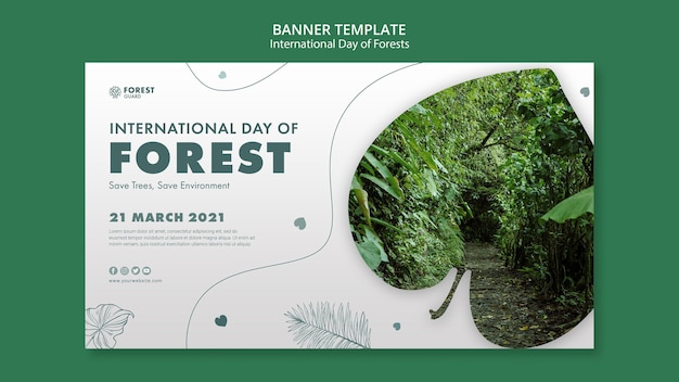 PSD grátis modelo de banner de dia de florestas com foto