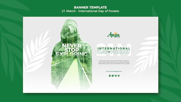 Modelo de banner de dia de florestas com foto