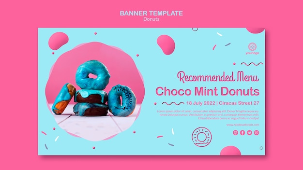Modelo de banner de donuts de menta choco