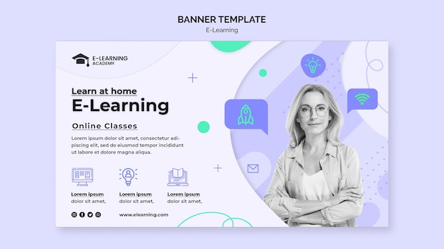 PSD grátis modelo de banner de e-learning
