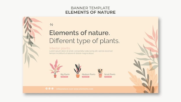Modelo de banner de elementos da natureza