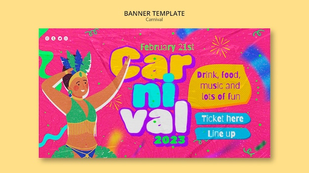 Modelo de banner de entretenimento de carnaval