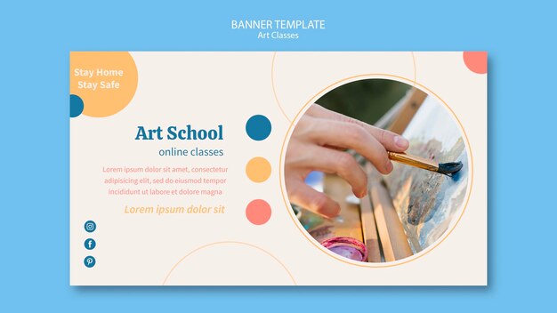 Modelo de banner de escola de arte