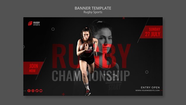Modelo de banner de esportes de rúgbi