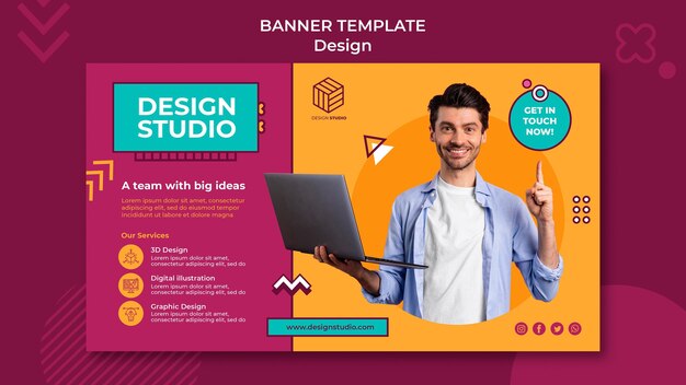 Modelo de banner de estúdio de design