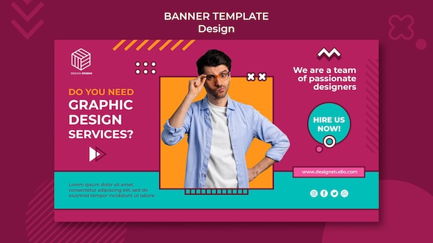 Modelo de banner de estúdio de design