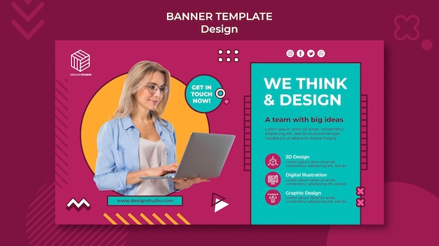 Modelo de banner de estúdio de design