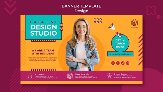 Modelo de banner de estúdio de design