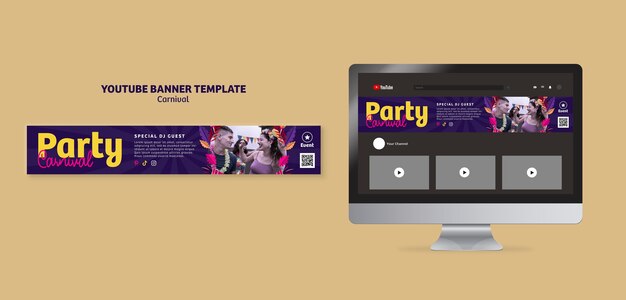Modelo de banner de evento de carnaval no YouTube