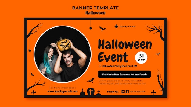 Modelo de banner de evento de halloween