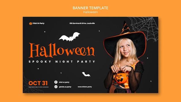 Modelo de banner de evento de halloween