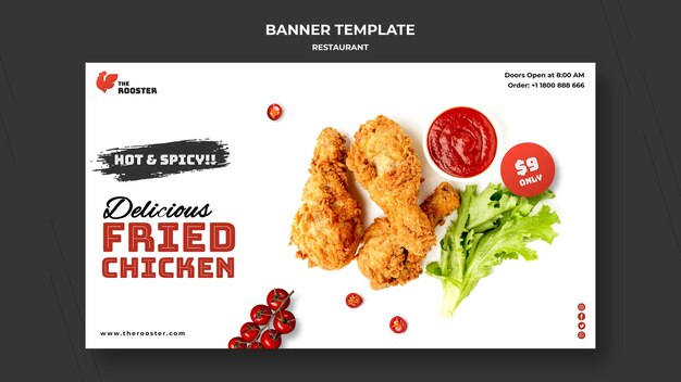Modelo de banner de fast food com foto
