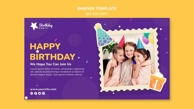 Modelo de banner de feliz aniversário