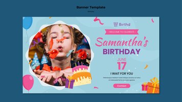 Modelo de banner de festa de aniversário infantil