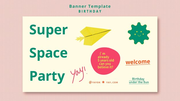 Modelo de banner de festa de aniversário