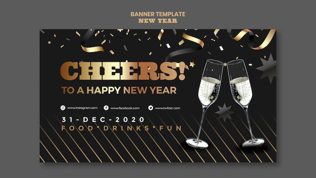 Modelo de banner de festa de feliz ano novo