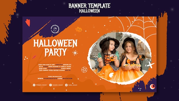 Modelo de banner de festa de halloween