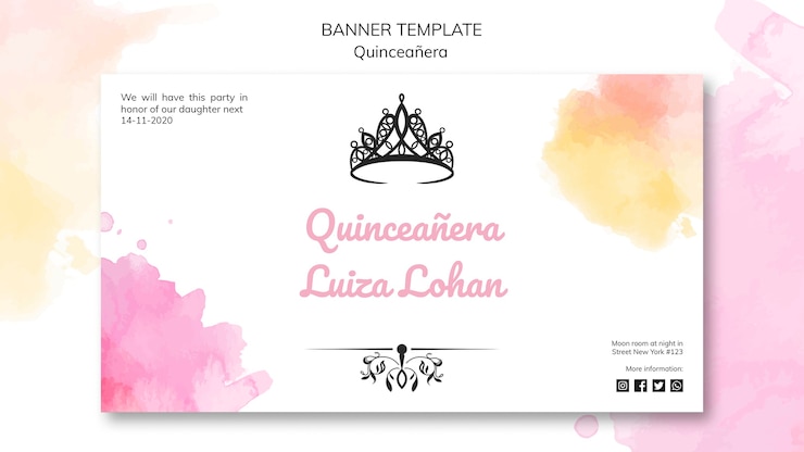 PSD grátis modelo de banner de festa quinceanera