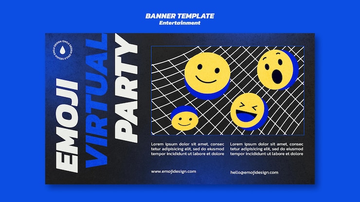 PSD grátis modelo de banner de festa virtual emoji